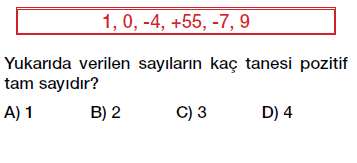 6. Sınıf Tam Sayıları tanıyalım ve sayı doğrusunda gösterelim testi çöz