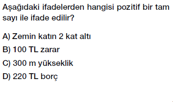 6. Sınıf Tam Sayıları tanıyalım ve sayı doğrusunda gösterelim testi çöz