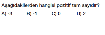 6. Sınıf Tam Sayıları tanıyalım ve sayı doğrusunda gösterelim testi çöz