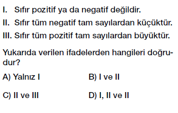 6. Sınıf Tam Sayıları tanıyalım ve sayı doğrusunda gösterelim testi çöz