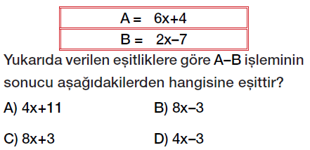 7. Sınıf Cebirsel ifadeler toplama ve çıkarma işlemi test çöz, pdf testi indir