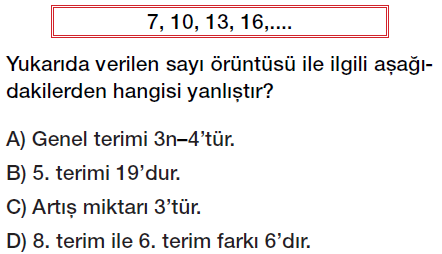 7. Sınıf Sayı Örüntüleri  Genel Kuralı Cebirsel İfadeler Örüntüler testi çöz