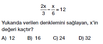 7. Sınıf Denklem ve Eşitlik Konusu Denklem Çözme testi çöz, pdf indir