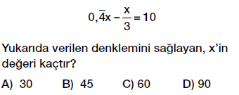 7. Sınıf Denklem ve Eşitlik Konusu Denklem Çözme testi çöz, pdf indir