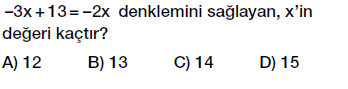 7. Sınıf Denklem ve Eşitlik Konusu Denklem Çözme testi çöz, pdf indir