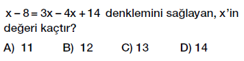 7. Sınıf Denklem ve Eşitlik Konusu Denklem Çözme testi çöz, pdf indir