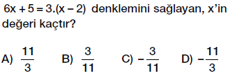 7. Sınıf Denklem ve Eşitlik Konusu Denklem Çözme testi çöz, pdf indir