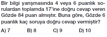 7. Sınıf Denklem ve Eşitlik Konusu Denklem Problemleri testi çöz, pdf indir