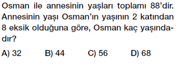 7. Sınıf Denklem ve Eşitlik Konusu Denklem Problemleri testi çöz, pdf indir