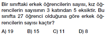 7. Sınıf Denklem ve Eşitlik Konusu Denklem Problemleri testi çöz, pdf indir