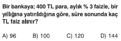 7. sınıf faiz problemleri testi çöz