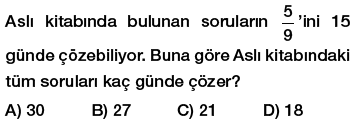 7. Sınıf Oran ve Orantı problemleri testi çöz, pdf indir