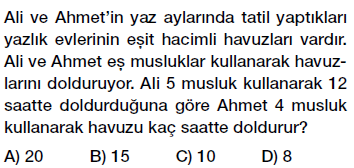 7. Sınıf Oran ve Orantı problemleri testi çöz, pdf indir