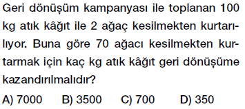 7. Sınıf Oran ve Orantı problemleri testi çöz, pdf indir