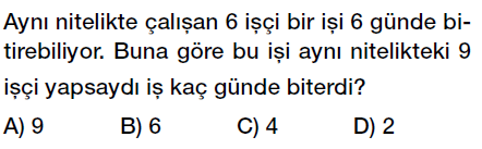 7. sınıf ters orantı testi çöz, ters orantı problemleri testi indir