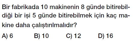 7. sınıf ters orantı testi çöz, ters orantı problemleri testi indir