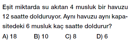 7. sınıf ters orantı testi çöz, ters orantı problemleri testi indir