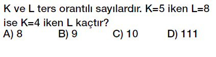 7. sınıf ters orantı testi çöz, ters orantı problemleri testi indir