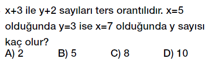 7. sınıf ters orantı testi çöz, ters orantı problemleri testi indir