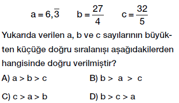 7. sınıf rasyonel sayıları sıralama ve karşılaştırma testi çöz