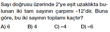 7. Sınıf Tam Sayı Problemleri Testi Çöz PDF indir