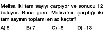 7. Sınıf Tam Sayı Problemleri Testi Çöz PDF indir