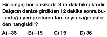 7. Sınıf Tam Sayı Problemleri Testi Çöz PDF indir