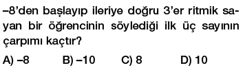 7. Sınıf Tam Sayı Problemleri Testi Çöz PDF indir