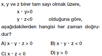7. sınıf tam sayılarla çarpma ve bölme işlemleri testi çöz