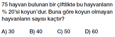 7. Sınıf Yüzdeler testi indirmeden çöz, pdf indir