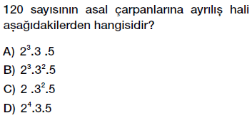 8. Sınıf çarpanlar ve katlar konusu asal çarpanlarına ayırma testi çöz