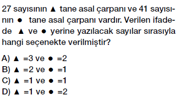 8. Sınıf çarpanlar ve katlar konusu asal çarpanlarına ayırma testi çöz