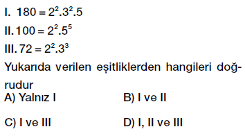 8. Sınıf çarpanlar ve katlar konusu asal çarpanlarına ayırma testi çöz