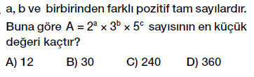 8. Sınıf çarpanlar ve katlar konusu asal çarpanlarına ayırma testi çöz