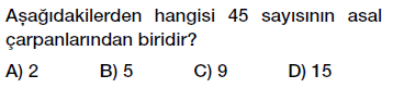 8. Sınıf çarpanlar ve katlar konusu asal çarpanlarına ayırma testi çöz