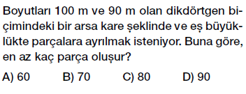 8. Sınıf Çarpanlar ve Katlar - Ebob Ekok Problemleri testi çöz, pdf indir
