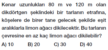 8. Sınıf Çarpanlar ve Katlar - Ebob Ekok Problemleri testi çöz, pdf indir