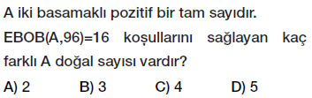 8. Sınıf Çarpanlar ve Katlar - Ebob Ekok Problemleri testi çöz, pdf indir