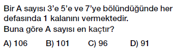 8. Sınıf Çarpanlar ve Katlar - Ebob Ekok Problemleri testi çöz, pdf indir