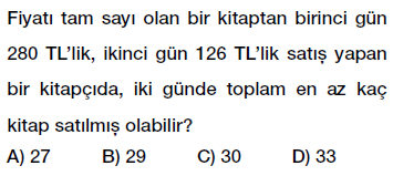 8. Sınıf Çarpanlar ve Katlar - Ebob Ekok Problemleri testi çöz, pdf indir