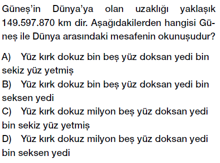 5. sınıf doğal sayıların okunuşu testi çöz