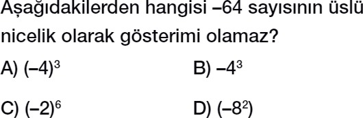 7. sınıf tam sayılar üslü nicelikler testi çöz