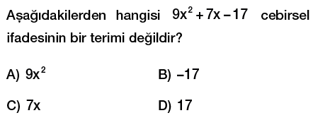 8. sınıf cebirsel ifadeler testi çöz