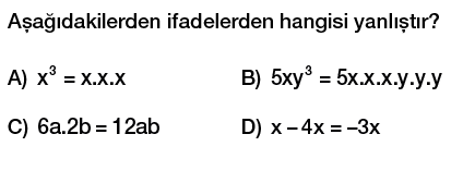 8. sınıf cebirsel ifadeler testi çöz