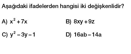 8. sınıf cebirsel ifadeler testi çöz