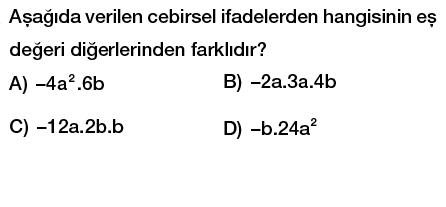 8. sınıf cebirsel ifadeler testi çöz