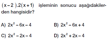 8. sınıf cebirsel ifadeler çarpma işlemi testi çöz