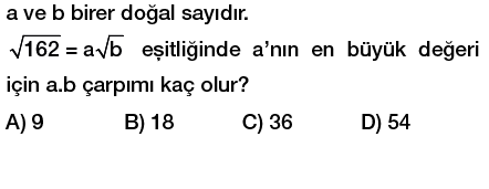 8. sınıf karekök a kök b şeklinde yazma testi çöz