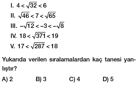 8. sınıf karekök a kök b şeklinde yazma testi çöz