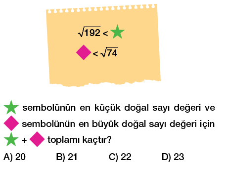 8. sınıf karekök a kök b şeklinde yazma testi çöz